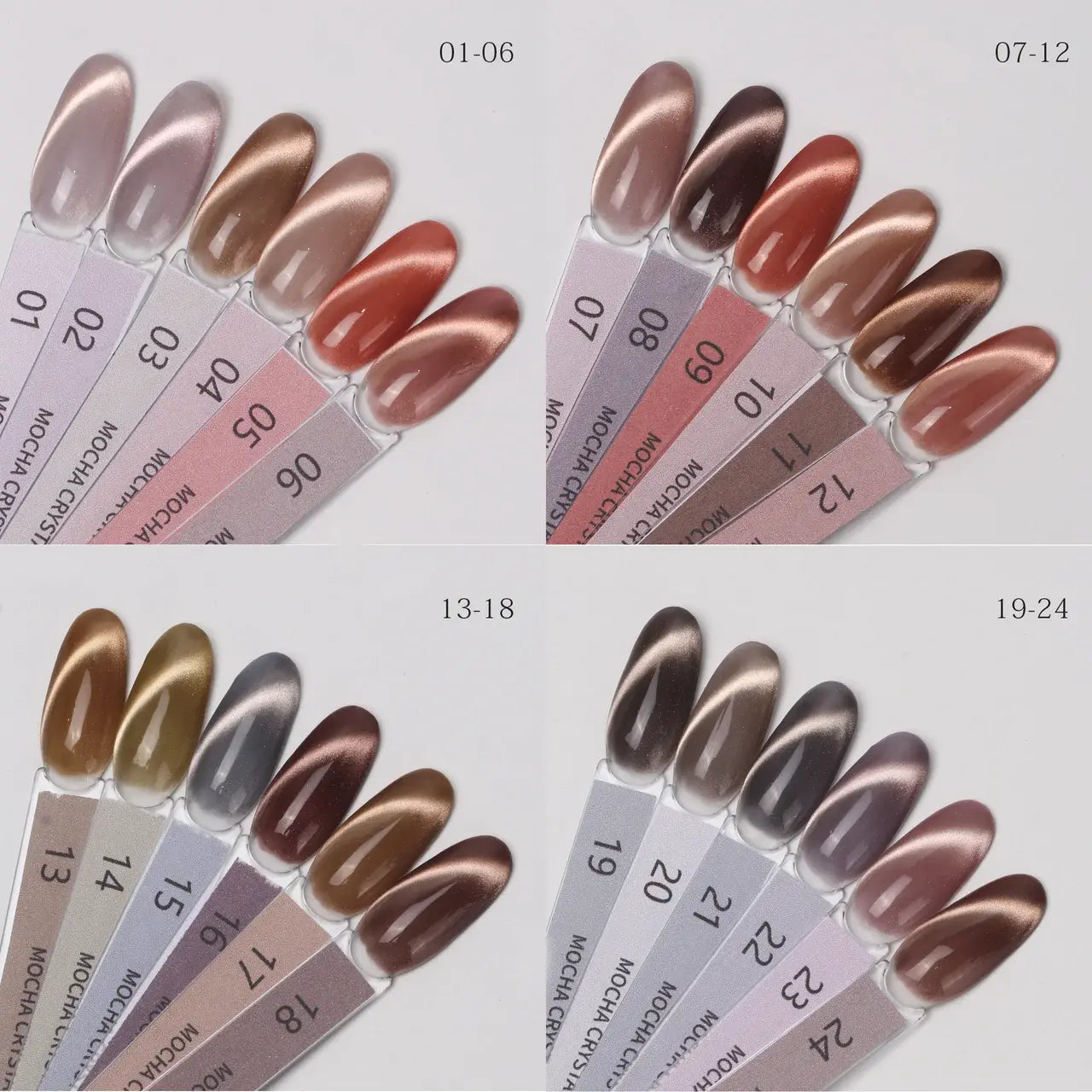 Nacy Full Set Coffee Mocha Crystal Cat Eye Gel 24 Colors / Free 1 Color Chart Display