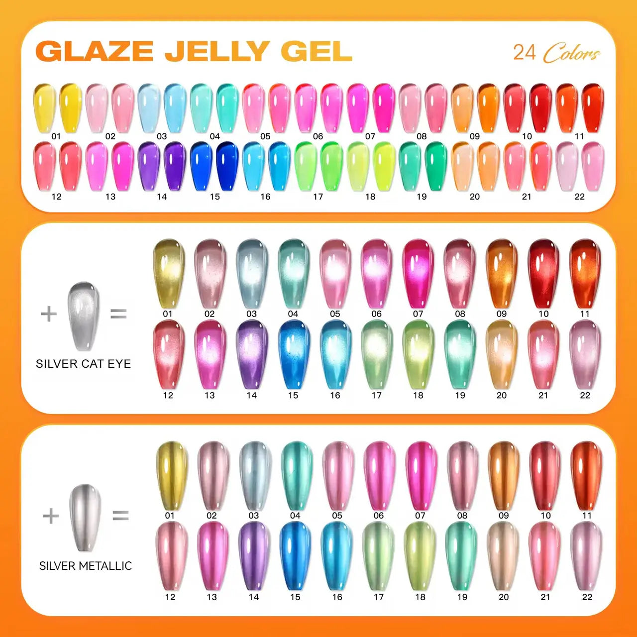Nacy Glaze Jelly 3in1 Cat Eye Set 24 Colors Gel