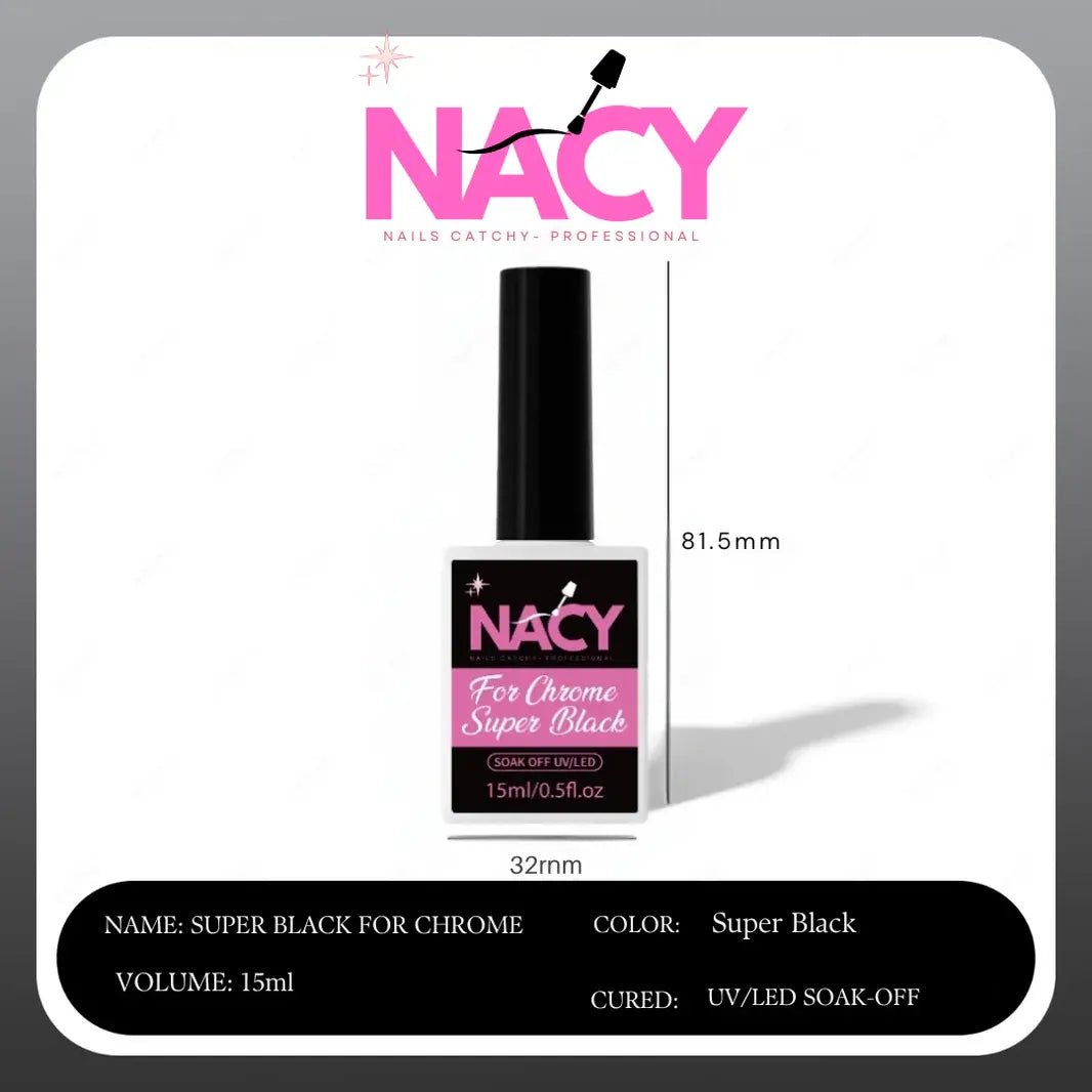 Set Nacy Chrome Super Black & White Gel 0.5oz