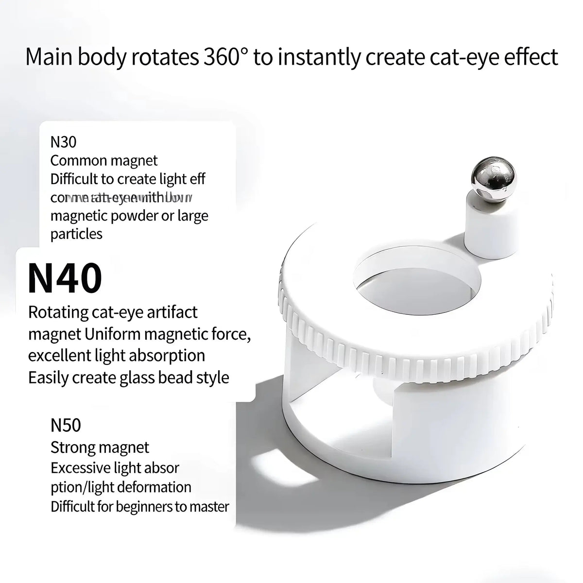 Rotating Magnet Moonlight Cat Eye- White