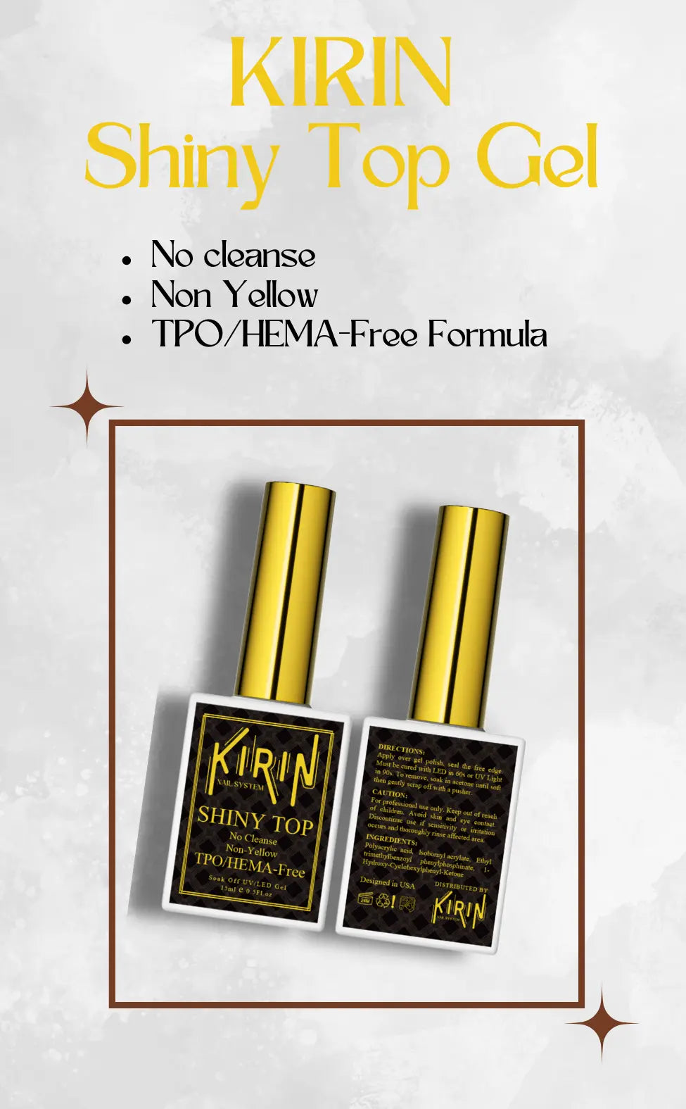 KIRIN Non-Wipe Non-Yellow Shiny Top Gel Coat (HEMA-Free)