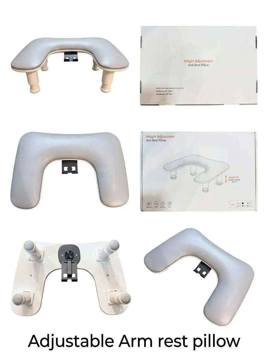 Gray U-Shaped ArmRest for Nails Salon with Rotating Built-In Phone Holder and Adjustable