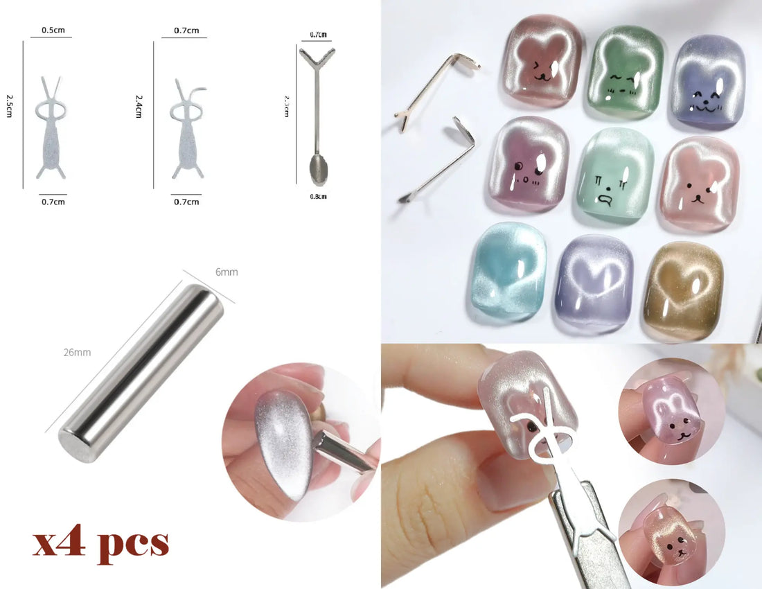 Magnet Cateye design Heart-Shaped & Rabbit-eared - Set of 7pcs