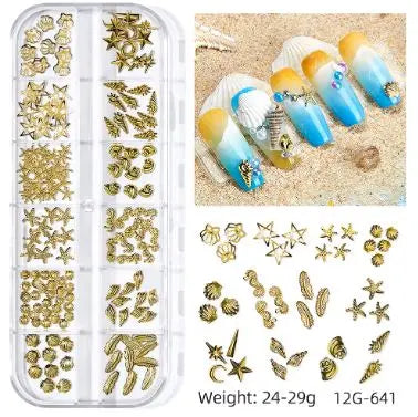 Summer Ocean Beach Series 3D Nail Charm Box of 12 slots (5 styles)