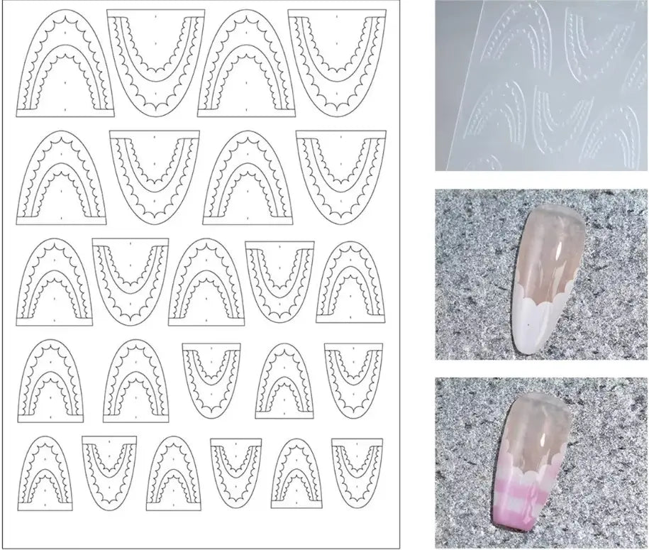 French Tip Nail Sticker Stencil - Set of 3 styles