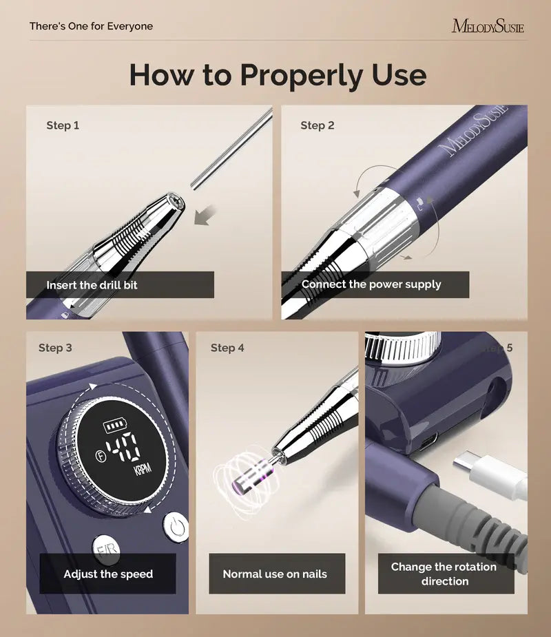 MB420G Clip-On Professional Rechargeable 2-in-1 Nail Drill with Built-In Stand 40,000RPM