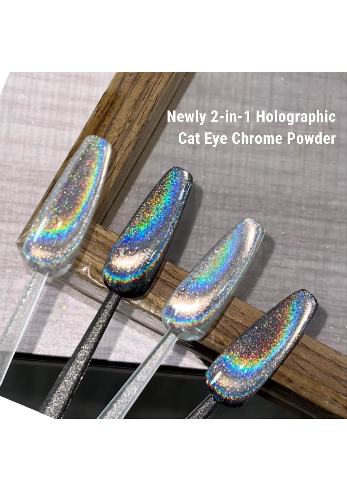 KIRIN 2in1 Holographic Cat Eye Magnetic Chrome Powder