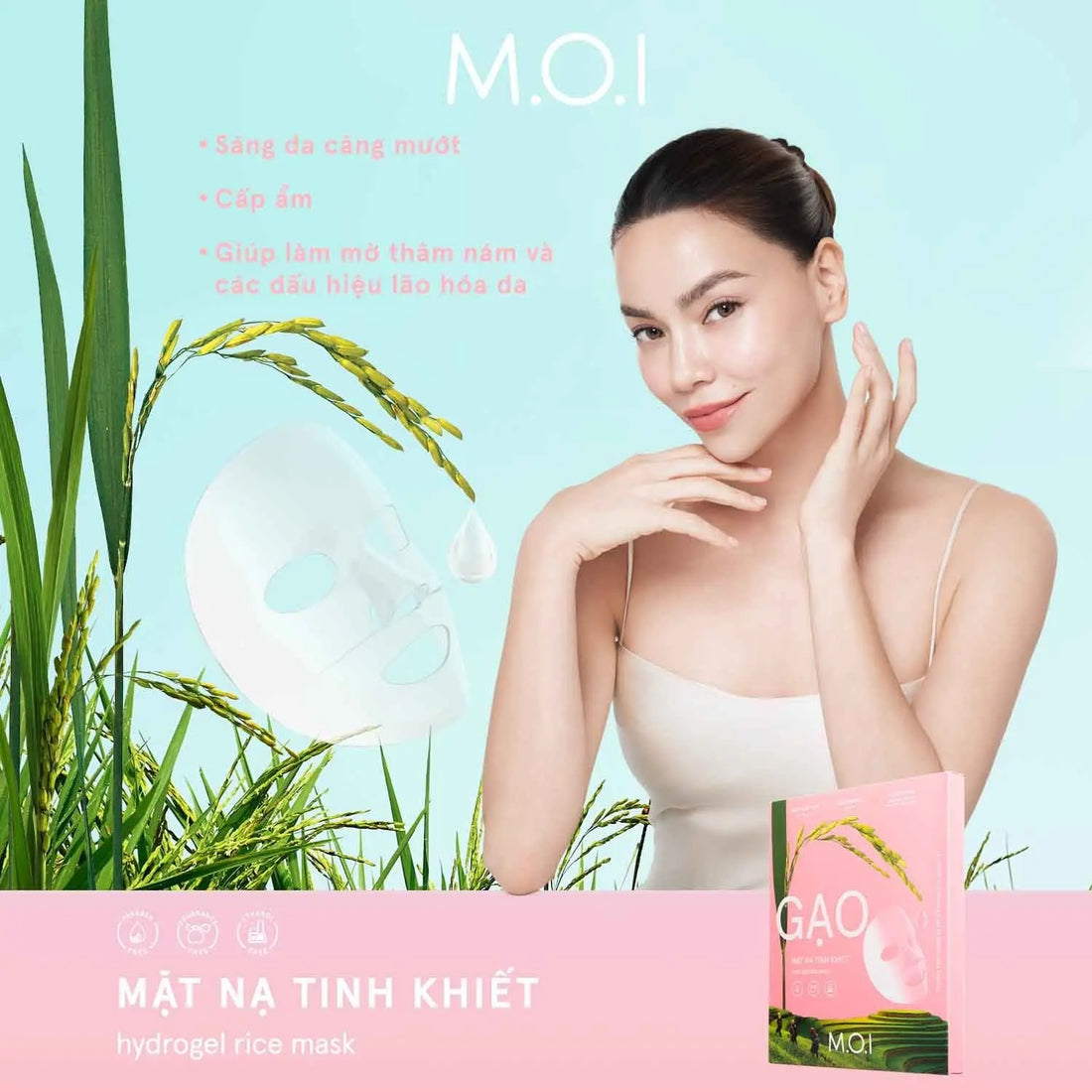 Mặt Nạ Gạo Tinh Khiết Sáng Da M.O.I Hydrogel Rice Mask – Box of 3