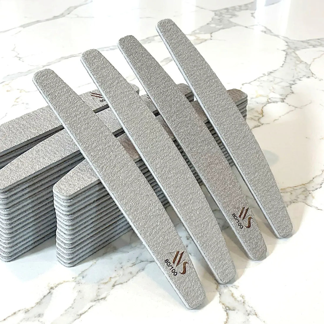 80/100 Grit Double Sided Reusable Nail File Bundle - Zebra (50 pcs)