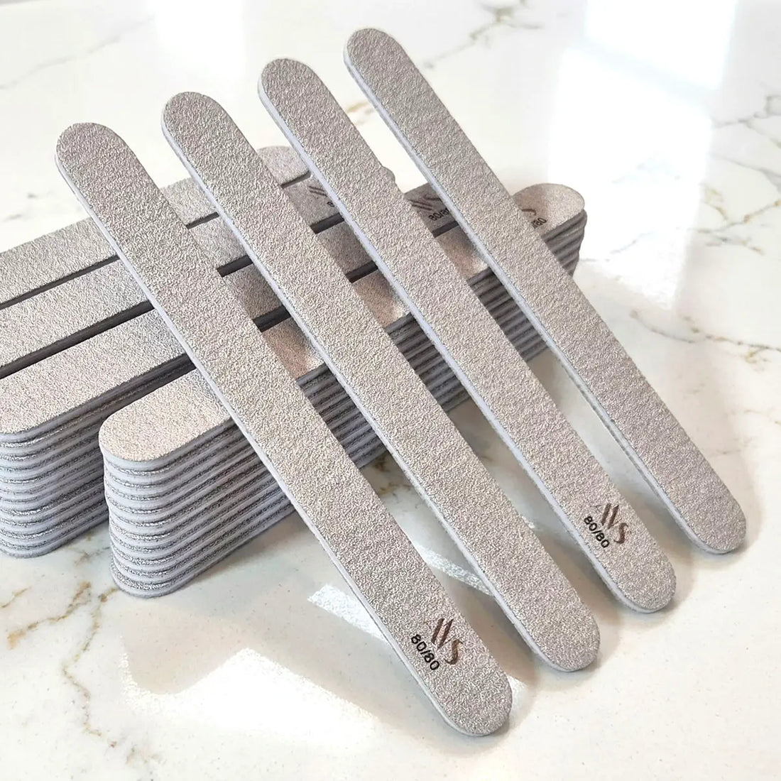 80/80 Grit Double Sided Reusable Nail File Bundle - Zebra (50 pcs)