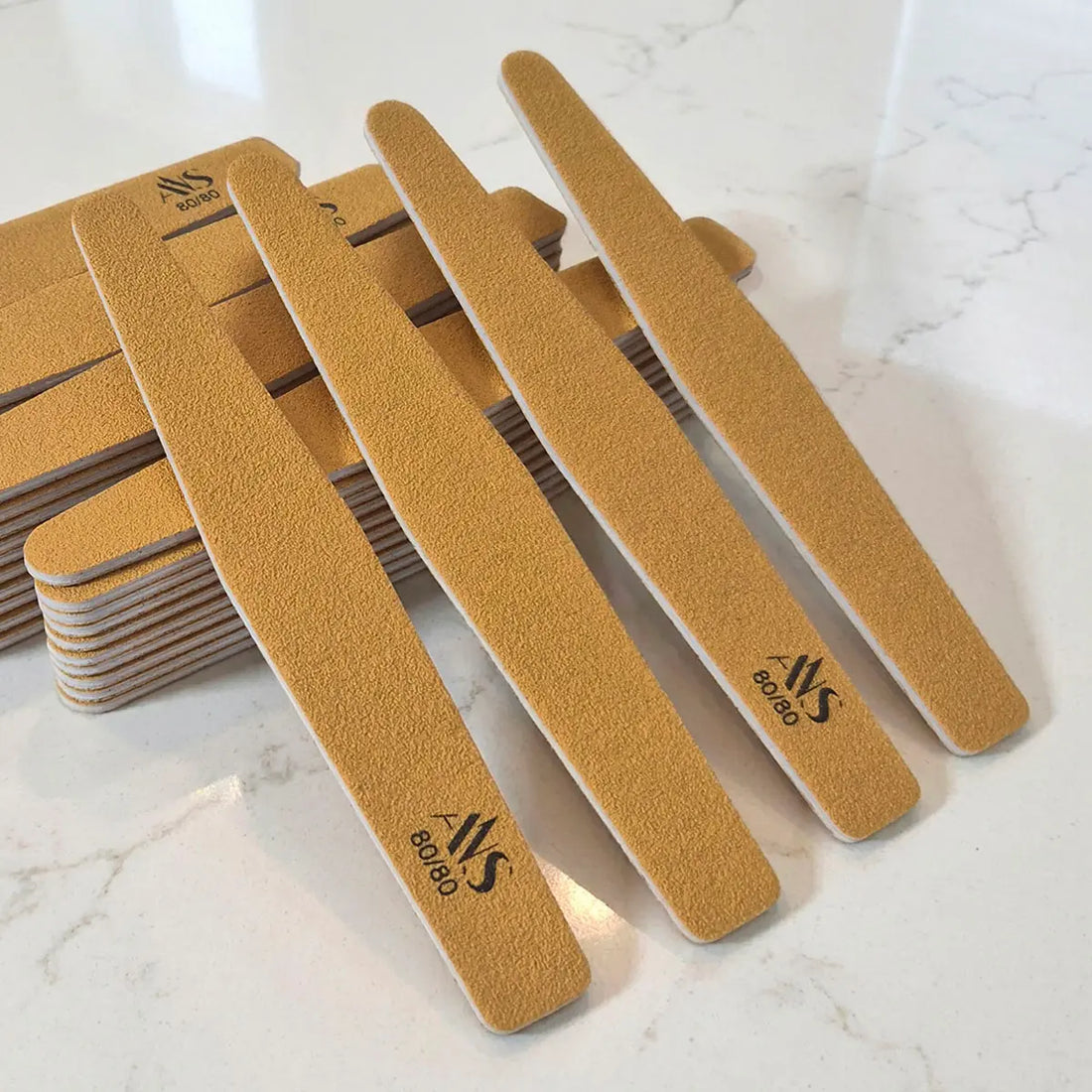 80/80 Grit Double Sided Reusable Nail File Bundle - Gold (50 pcs)