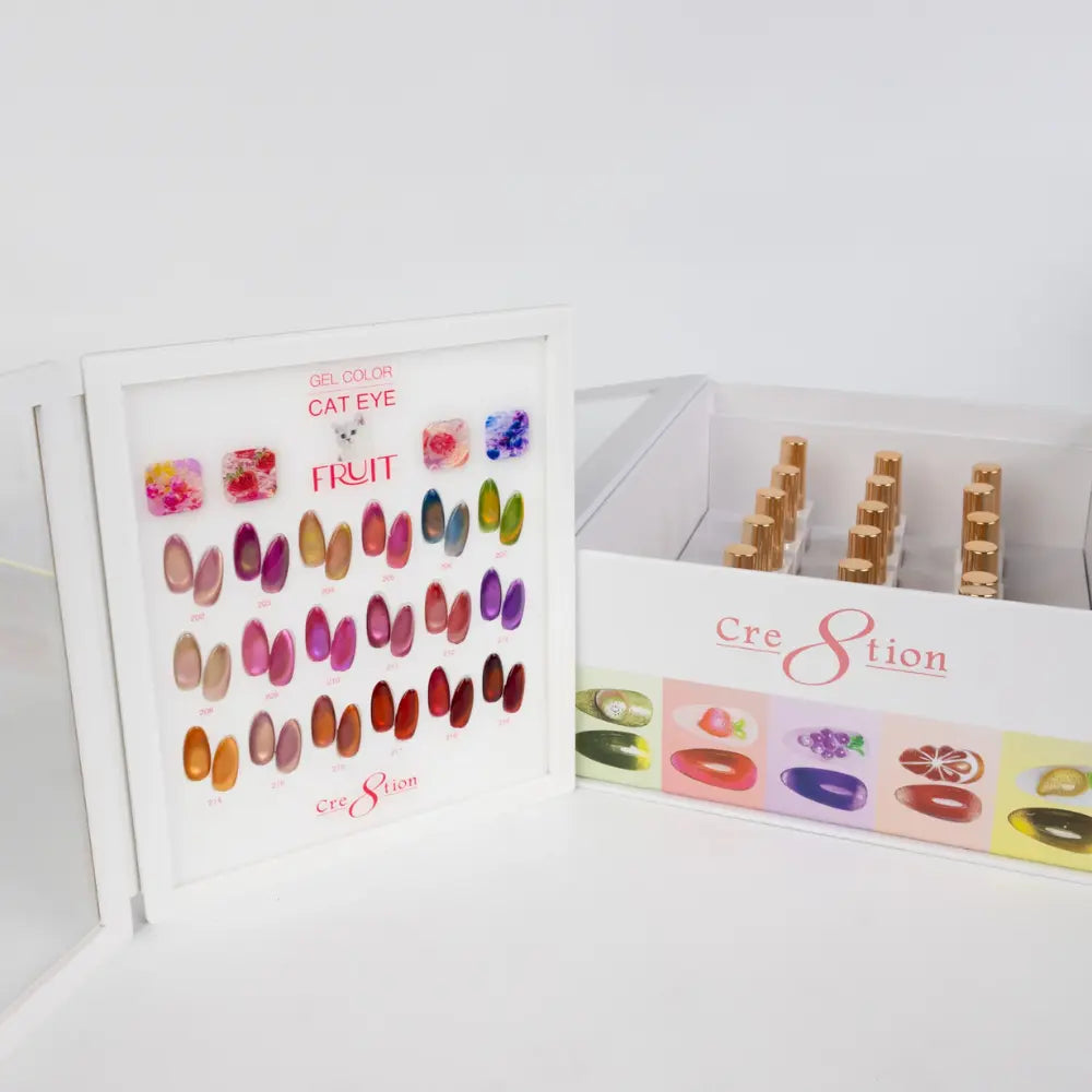 Cre8tion Fruit Cat Eye Gel Kit 0.5 oz – 18 Colors + 2 Free Top Coats