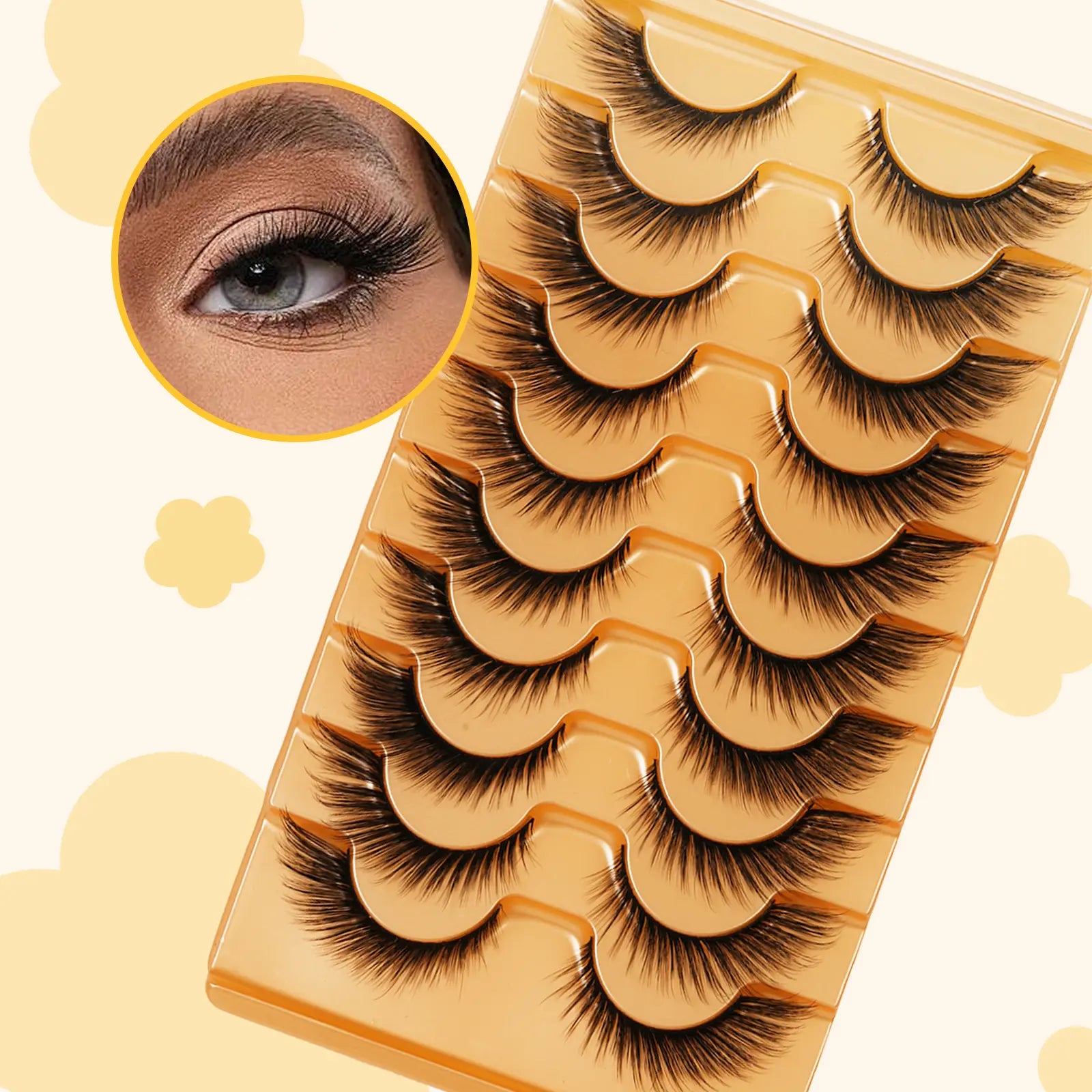 10 Pairs Fluffy and Volume False Eyelashes Set with Lash Brush