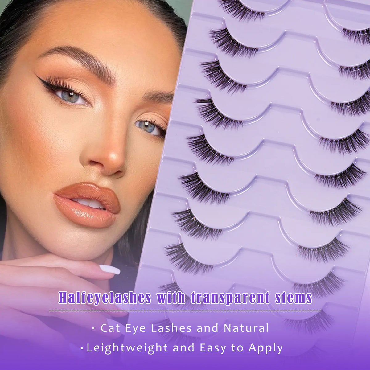 10 Pairs Natural False Eyelashes Set with Lash Brush