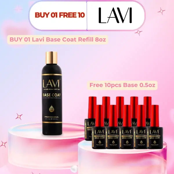Lavi Base Coat Refill 8oz, Buy 01 Get 10 Lavi Base Coat 0.5oz FREE
