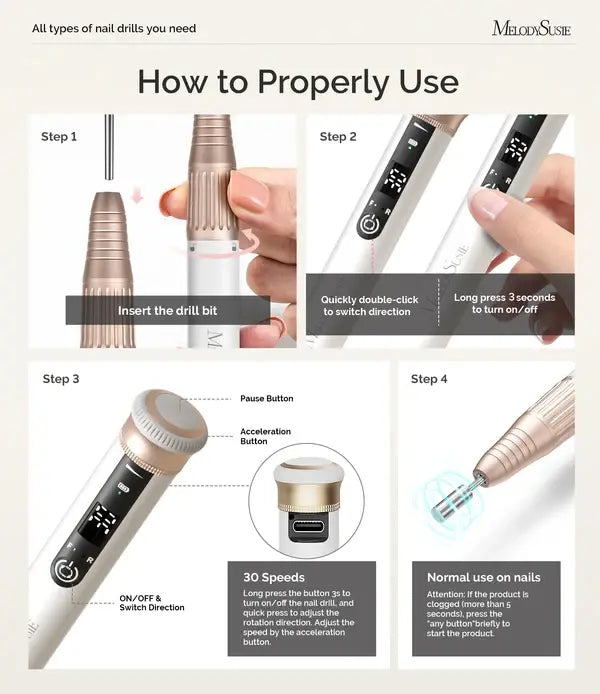 SM220G Pen-Shaped Rechargeable Nail Drill 30,000RPM