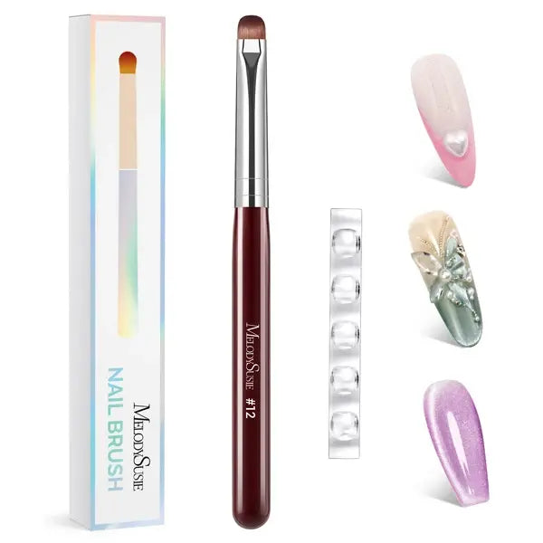 French Manicure with Rosewood Handles Nail Brush Set with Brush Holder - Sizes