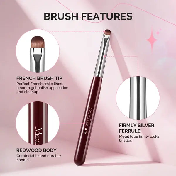 French Manicure with Rosewood Handles Nail Brush Set with Brush Holder - Sizes