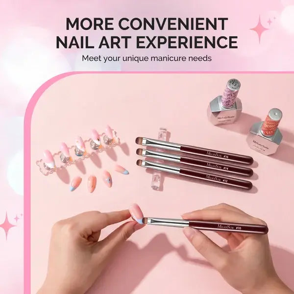 French Manicure with Rosewood Handles Nail Brush Set with Brush Holder - Sizes