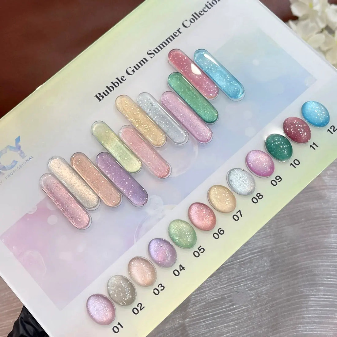 Full Set Nacy Bubble Gum Cat Eye Gel 0.5oz - 12 Colors / Free Chart Display & Magnet
