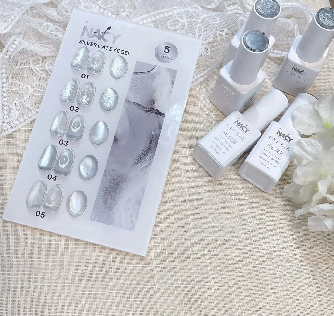 Nacy Silver Moon Cat Eye Gel set 5 Colors / W Color Chart