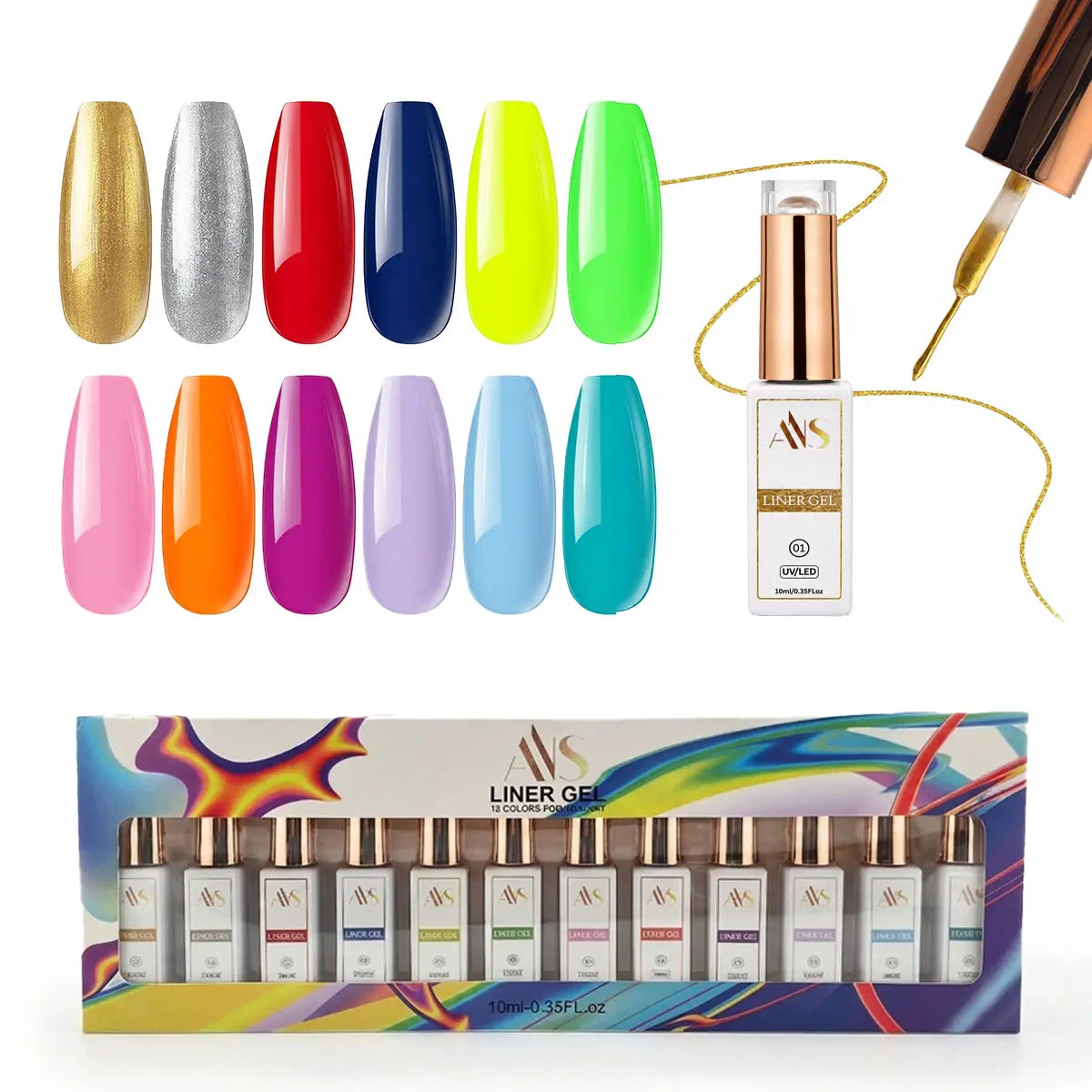 ANS Liner Gel Solid Set of 12 Colors