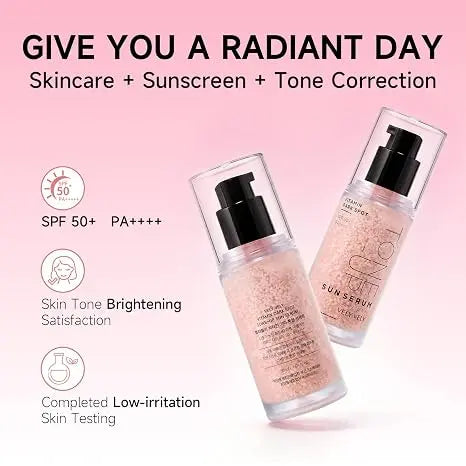 VELY VELY Vitamin Dark Spot Tone-Up Sun Serum, SPF 50+ PA++++ Broad Spectrum Facical Sunscreen Lightweight, Non-Sticky, No-Pilling Evens Out Skin Tone for Sensitive Skin 30ml/1.01 oz