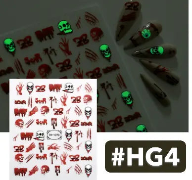 Halloween Glow in Dark Nail Stickers Set of 4