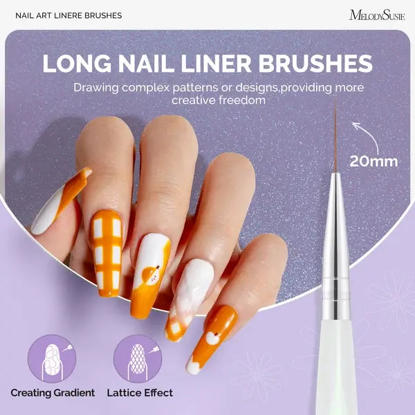 5Pcs Nail Art Liner Brushes - Sizes 5/7/9/11/20mm
