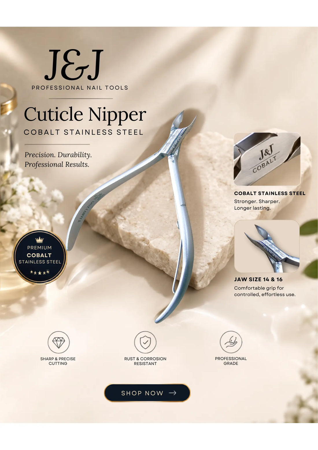 J&J Professional Cobalt Stainless Steel Cuticle Nipper -