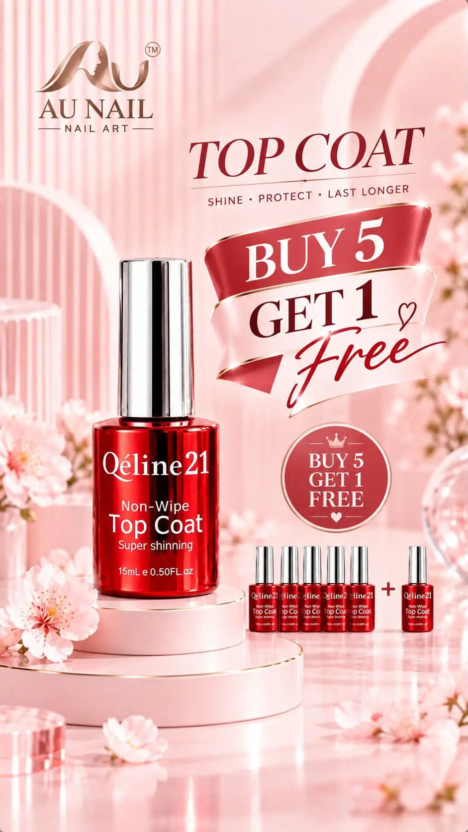 Qéline21 Non-Wipe Top Coat - 0.5 fl oz (15 mL)