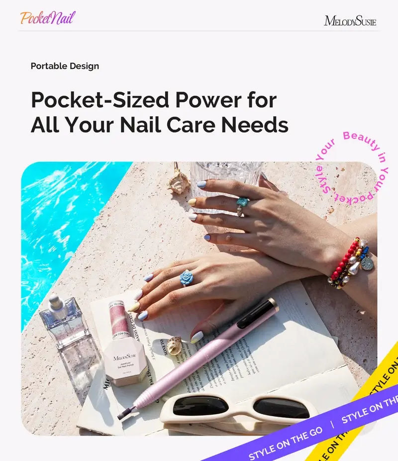 PocketNail PC100GR/PC100G Pen-Shaped Innovative Portable Rechargeable Nail Drill 20,000RPM