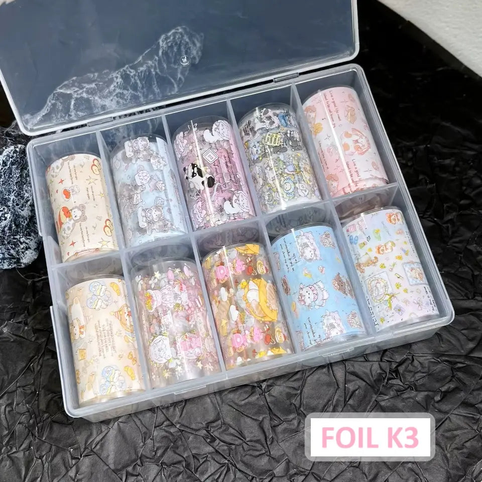 Transfer Foil Korean Style Design Box of 10 rolls (Many Styles Pick by choice)