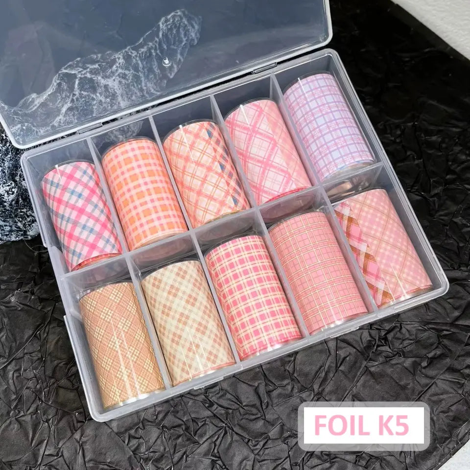 Transfer Foil Korean Style Design Box of 10 rolls (Many Styles Pick by choice)