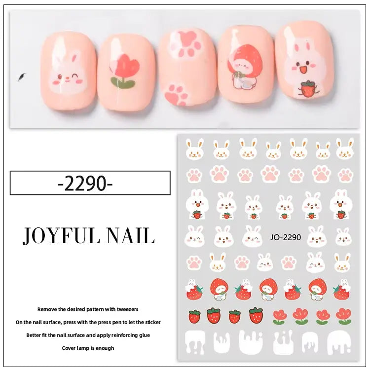 Cute Bunny Design Stickers Nail Art Decoration (Set of 4)