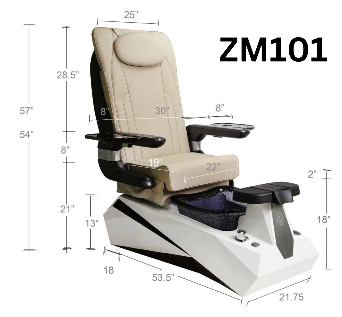 JSIS - Pedicure Spa Chair - ZM101 - FREE Demi & Oliver Stool