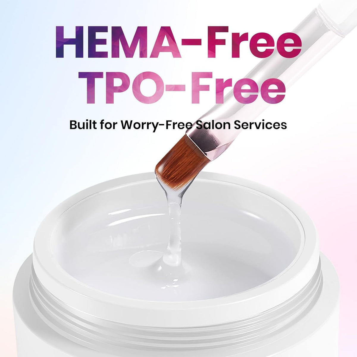 Beetles Hard Gel HEMA & TPO-Free & Low Heat, Clear Builder Nail Gel for Pro