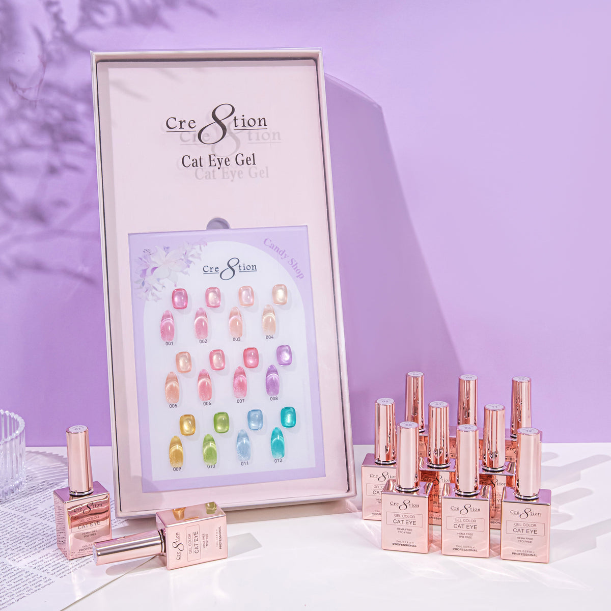 Cre8tion Cat Eye Candy Shop Gel Kit – 12 Colors, 0.5 fl oz (15 mL) Each