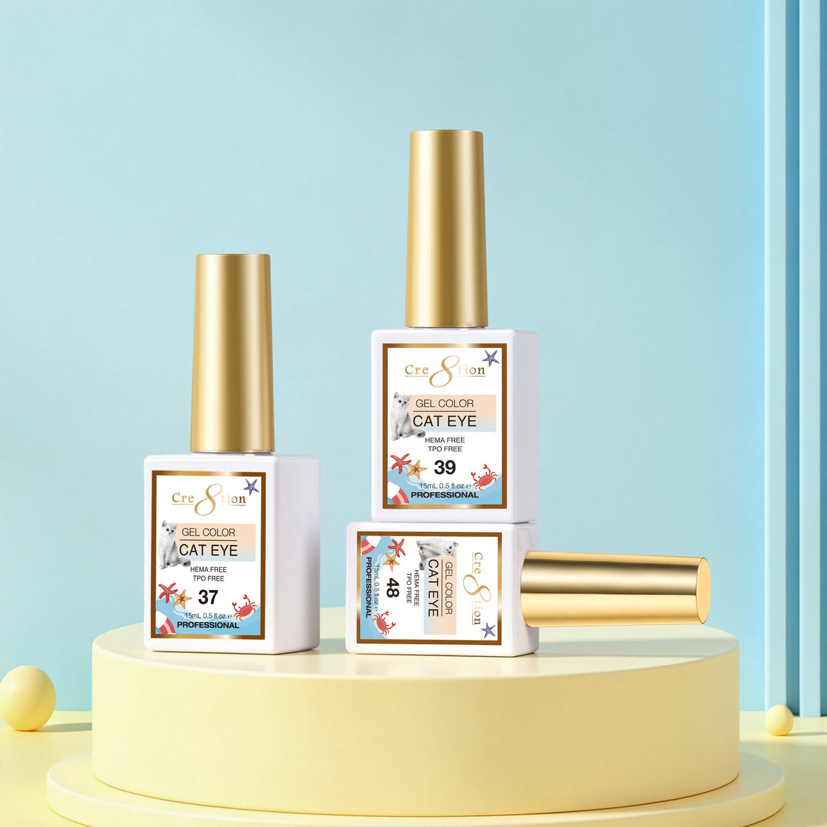 Cre8tion Summer Cat Eye Gel Set - 18 Colors, 0.5 fl oz Each