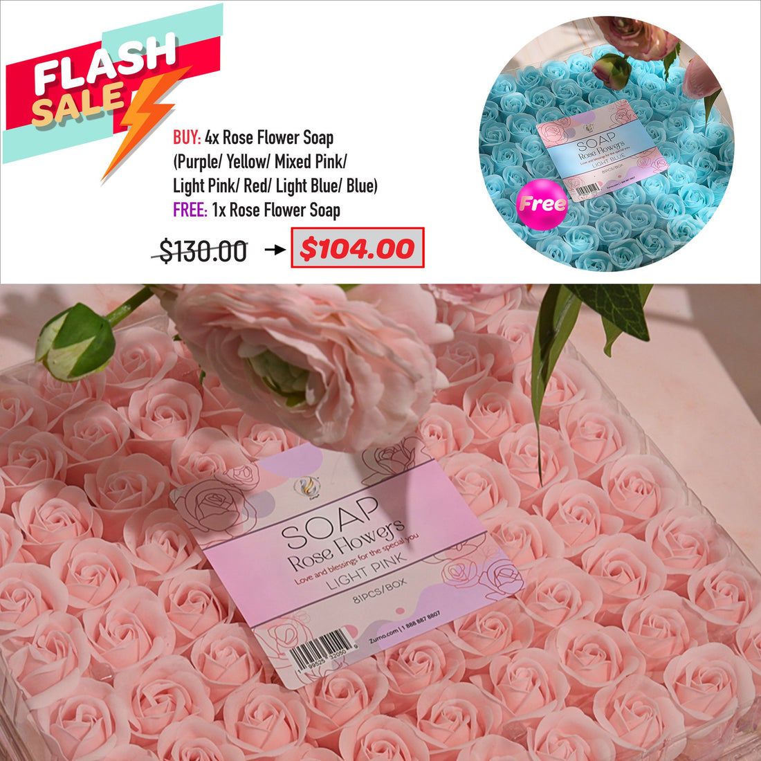 FLASH SALE - Rose Flower Soap Bundle