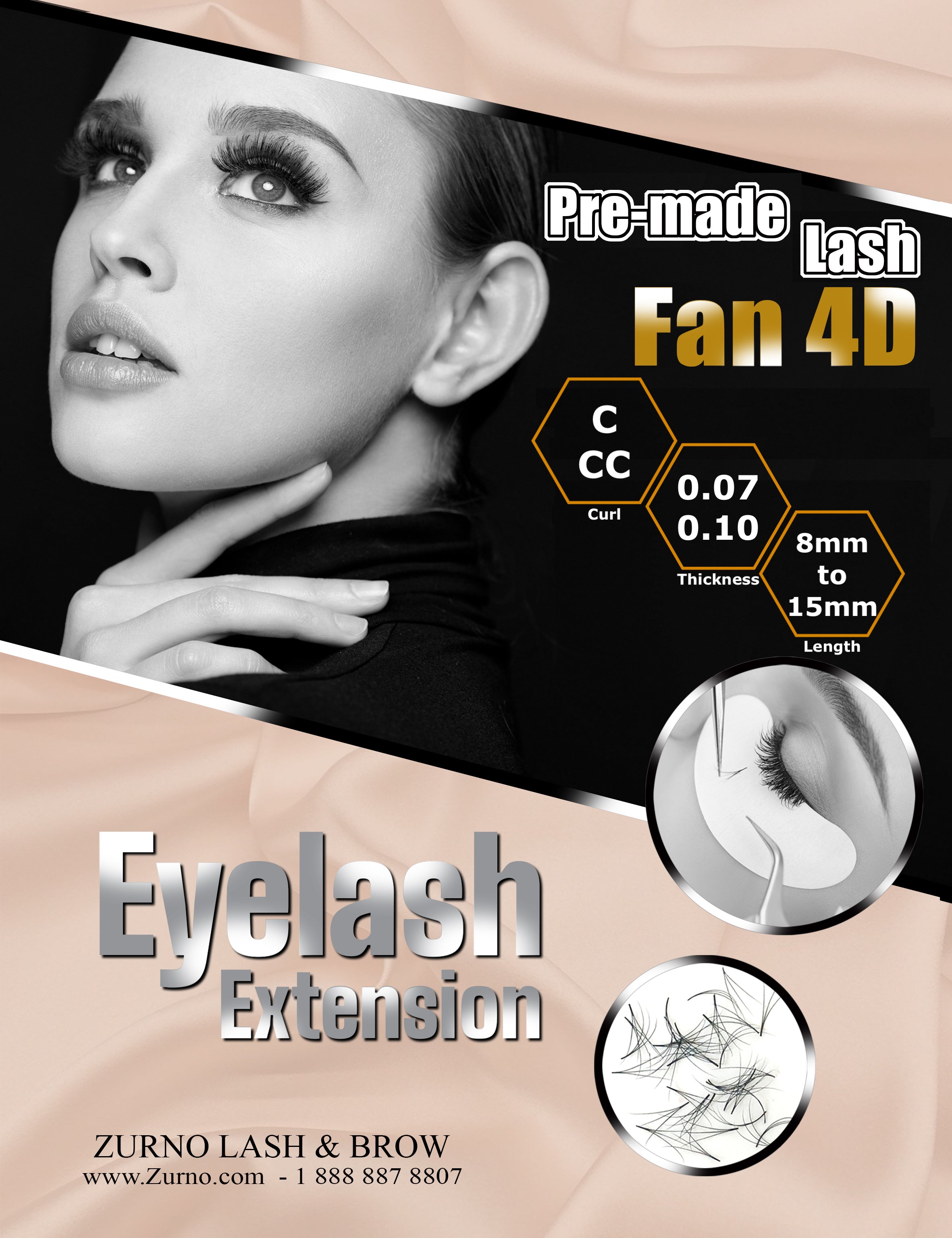 Pre-made Lash - Fan 4D - Curl, Thickness & Length Optional