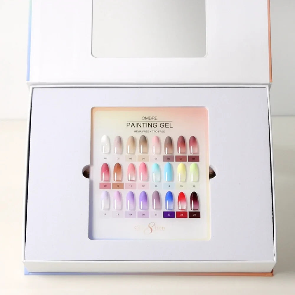 Cre8tion Ombre - PAINTING Gel KIT (24 Colors), (HEMA &amp; TPO Free)