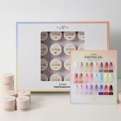 Cre8tion Ombre - PAINTING Gel KIT (24 Colors), (HEMA &amp; TPO Free)