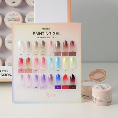 Cre8tion Ombre - PAINTING Gel KIT (24 Colors), (HEMA &amp; TPO Free)