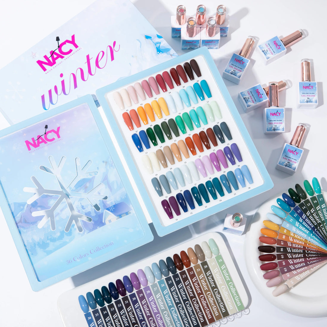 Nacy Full Set Winter Gel 36 Colors - HEMA TPO free / Free 1 Color Chart Display Book & Swatches