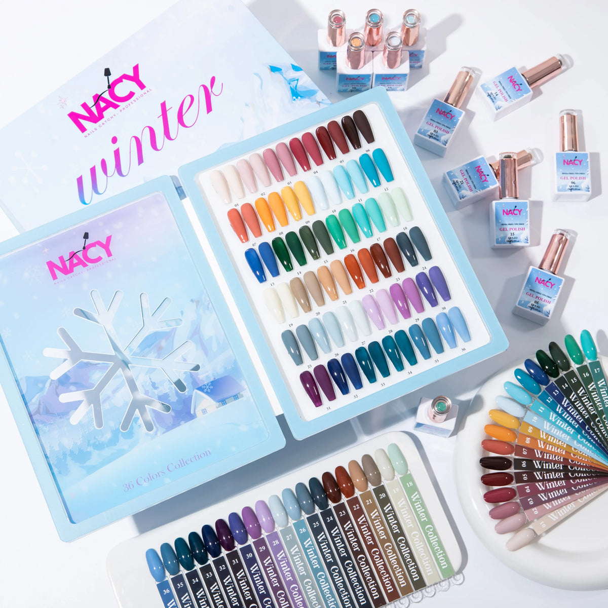 Nacy Full Set Winter Gel 36 Colors - HEMA TPO free / Free 1 Color Chart Display Book &amp; Swatches
