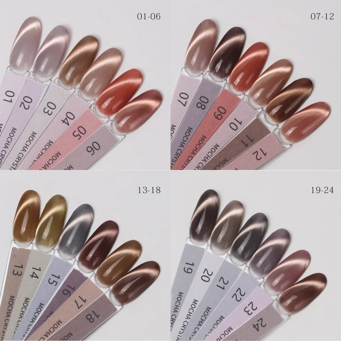 Nacy Full Set Coffee Mocha Crystal Cat Eye Gel 24 Colors / Free 1 Color Chart Display