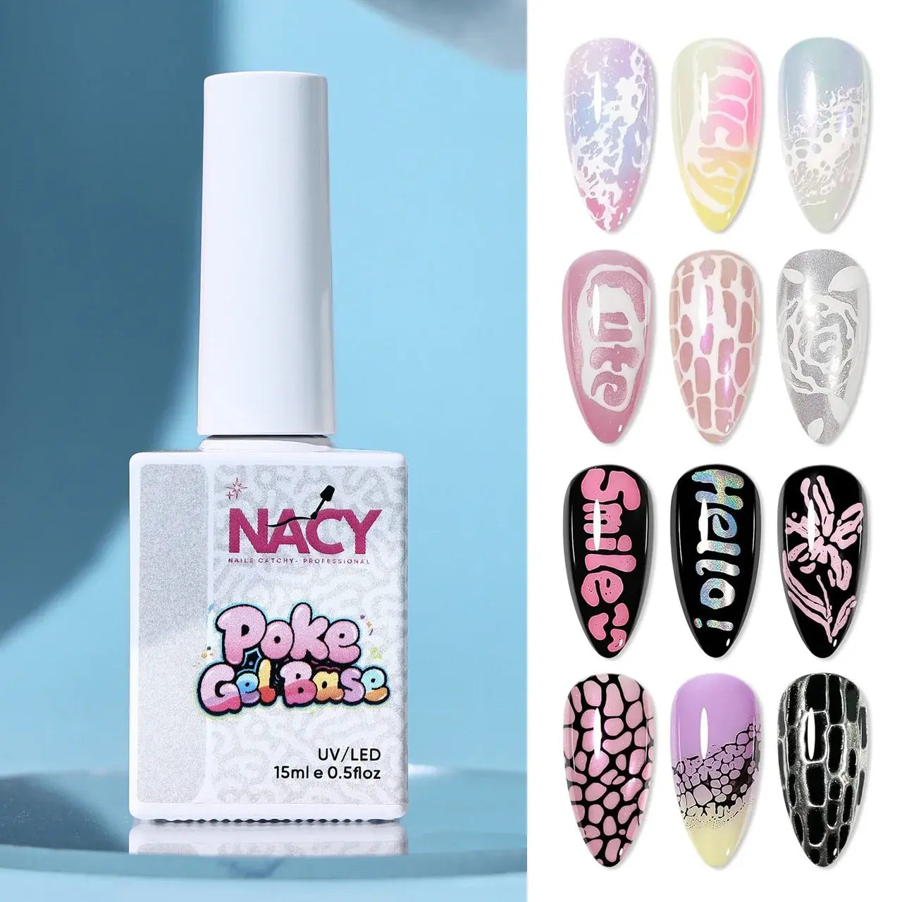Nacy Poke Gel Full Set 12 Colors 0.5oz + Free Gel Base