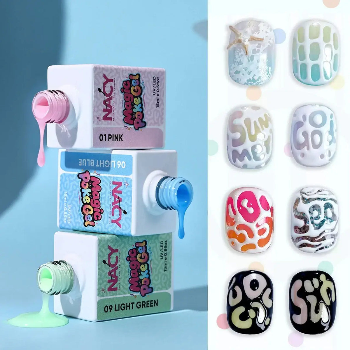 Nacy Poke Gel Full Set 12 Colors 0.5oz + Free Gel Base
