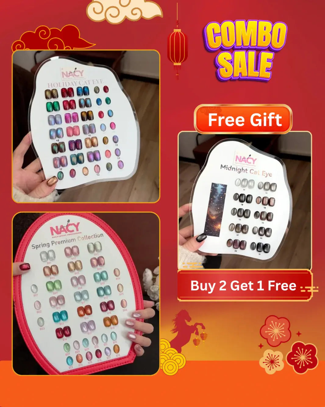 [Combo] Nacy Elegance Cat Eye 36 Colors Set - Free Ship + Buy 2 sets Get 1 set Free &amp; Magnet